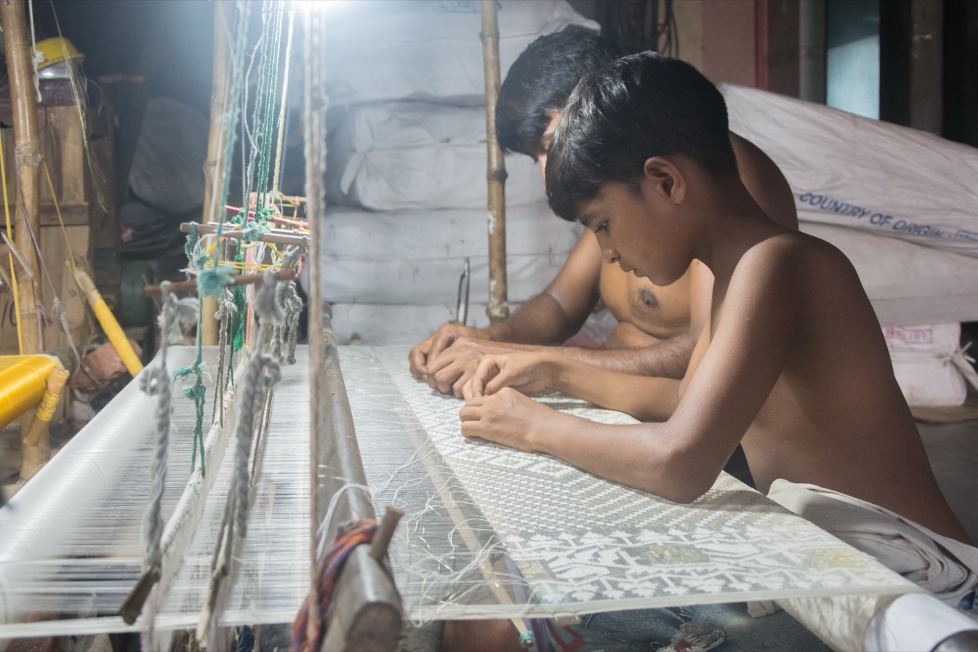 Traditional Bengali handloom weaving